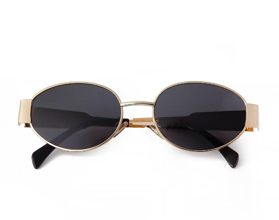 Retro Oval Sunglasses for Women Men Trendy Small Sun Glasses Classic Metal Frame Shades UV400 Protection