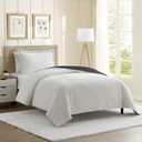 Hearth & Harbor Premium Flannel Duvet Cover Set - 2 PC Reversible Twin Comforter Cover Set with Microfiber Back - 1 Velvet Duvet Cover Twin & 1 Pillow Sham 68 x 90 inches  White & Black