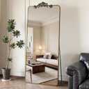 Coomily Full Length Mirror, 58"x18" Floor Mirror Freestanding with Carved Metal Frame, Full Body Mirrors for Living Room, Standing, Hanging, Leaning Mount, Bronze, Retro Style