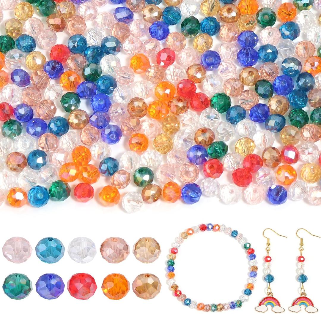 400Pcs 6mm Assorted Color Electroplated Crystal Glass Beads for Jewelry Making Beads for Bracelets Necklace Earrings Pendants Making Supplies, Mixed AB Color