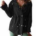 Dokotoo Womens Anorak Jacket Lightweight Snap Buttons Zip Up Hoodies Waist Drawstring Windproof Outwear with Pockets S