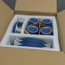 GOOD ALWAYS Plates and Bowls Sets, 16 Pieces Dinnerware Sets, Service For 4, Blue