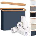 efluky Toilet Paper Basket with Lid, Toilet Paper Organizer for Bathroom, Free Standing Toilet Paper Holder with Storage, Blue