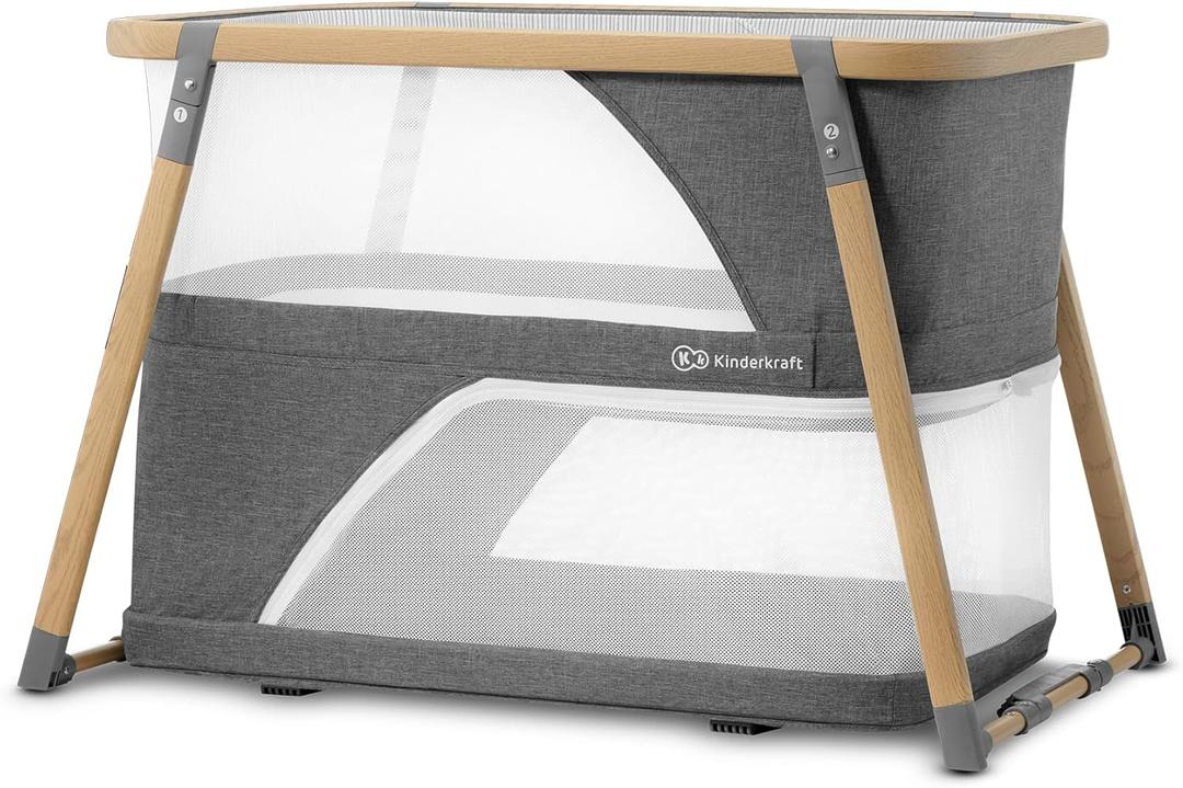 Kinderkraft Sofi Portable Travel Crib for Baby, Convertible Sleeping Cot 4 in 1 with Easy to Pack Playpen, Comfortable Bassinet Mattress and an Additional Cradle Function