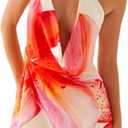 Women Y2k Halter Mini Dress Cowl Neck Sleeveless Backless Short Dress Floral Printed Club Party Cocktail Going Out Dresses (Small)