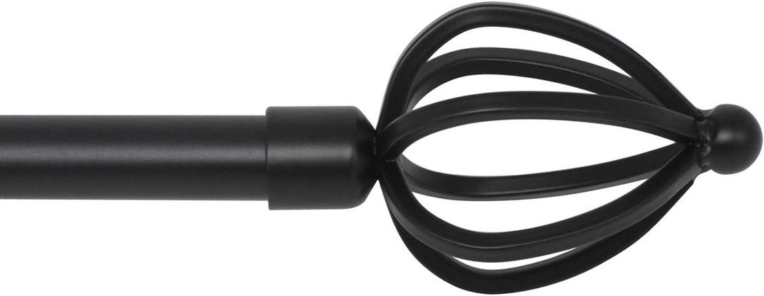 KNOBWELL Black Curtain Rod for Bedroom, Adjustable Long Curtain Rod Black 42-120 Inch, Farmhouse Curtain Rods for 24"-85" Windows, 3/4" Diameter