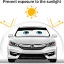 Funny Eyes Windshield Sun Shade for Car, 59 x 27.5in with Black Classic Designed, Foldable Front Window Sunshade for Sedan Compact Car Hatchback Small SUV, UV Heat Protection
