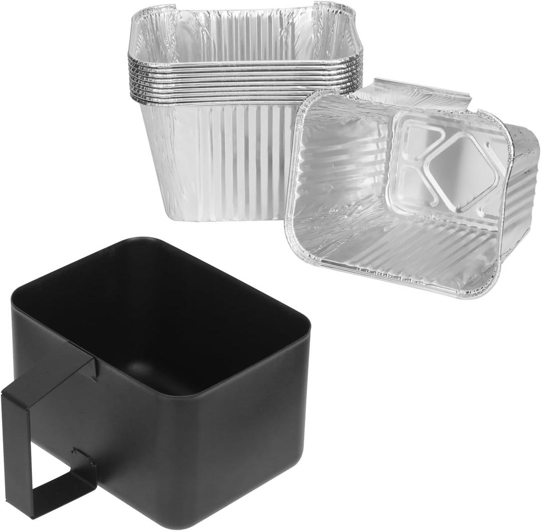 Grill Grease Cup Catcher with 10-Pack Aluminum Drip Pans Liners for Pit Boss 2/3/4 Burner Gas Griddles, Drip Tary & Disposable Liners Fit for Blue Rhino Razor GGC1643M GGC1643L GGC2241L Grill Parts