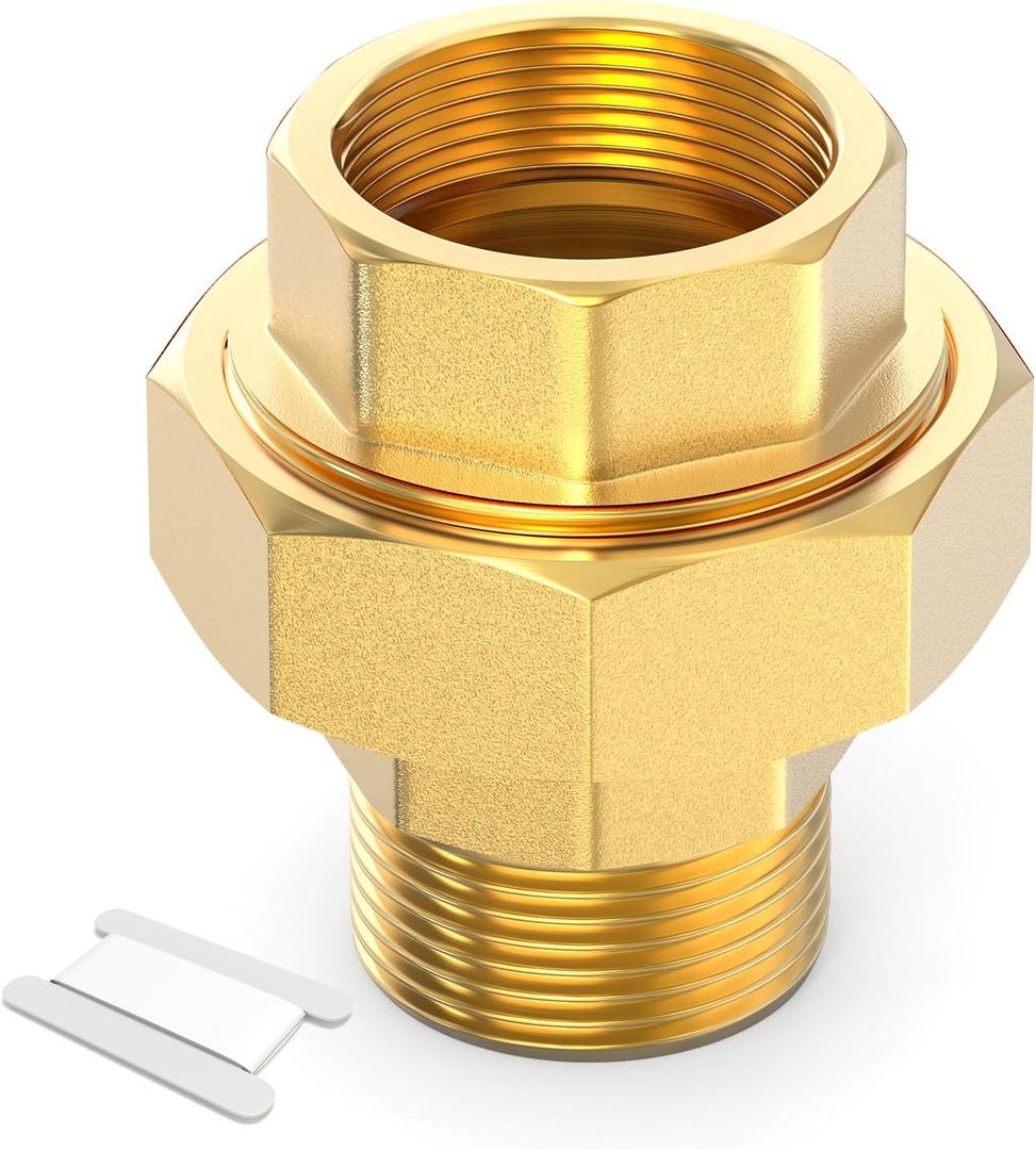GASHER 1PC Brass Union, 1" NPT Male x 1" NPT Female Pipe Fitting