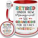 Retirement Gift - Retired Mug - Christmas Gift For Grandma, Mom - Retired Under New Management See Grandkids For Details Mug - Happy Retirement Cup For Women, Coaster, Spoon