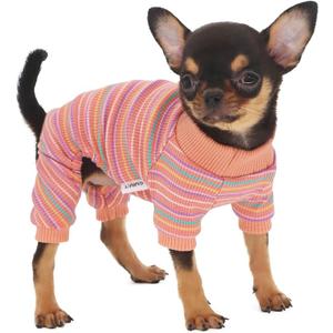 LOPHIPETS Dog Pajama Onesie for Small Teacup Chihuahua Yorkie Puppy Cat Clothes Apparel-Pink/XXS