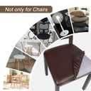 SearchI Waterproof PU Leather Seat Covers for Dining Chairs, 4 Pack Stretch Dining Room Chair Seat Covers, Kitchen Chair Seat Covers Protectors (Brown)