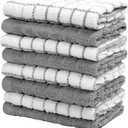 Bumble Dish Cloths (8 Pack) | 12" x 12" | 100% Cotton Kitchen Towels | 405 GSM | Soft, Highly Absorbent & Durable Dish Towels for Kitchen | Gray