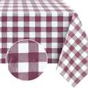 Romanstile Rectangle Vinyl Tablecloth, 100% Waterproof Buffalo Gingham Plastic Table Cloth, Heavy Duty Wipeable Checkered Table Covers for Outdoor, Camping, Picnic, Patio - 60 x 120, Burgundy