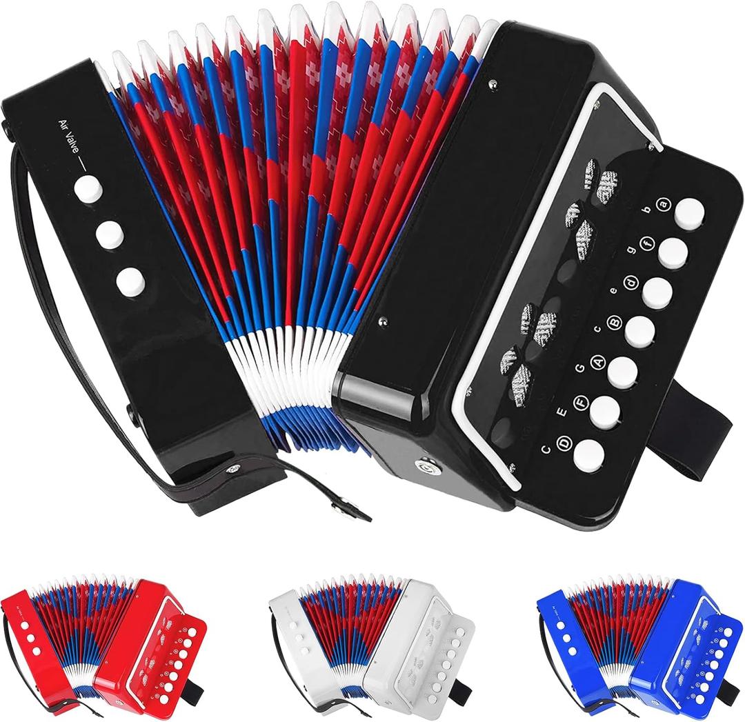 AZEAM Kids Accordion, Toy Accordion for Ages 3 5 9 7 10 12 Child Children Toddlers Beginners Kids Musical Instruments 10 Keys Button Small Lightweight for Boy Girls ChristmasBlack AZEAM Kids Accordion, Toy Accordion for Ages 3 5 9 7 10 12 Child Children Toddlers Beginners Kids Musical Instruments 10 Keys Button Small Lightweight for Boy Girls ChristmasBlack