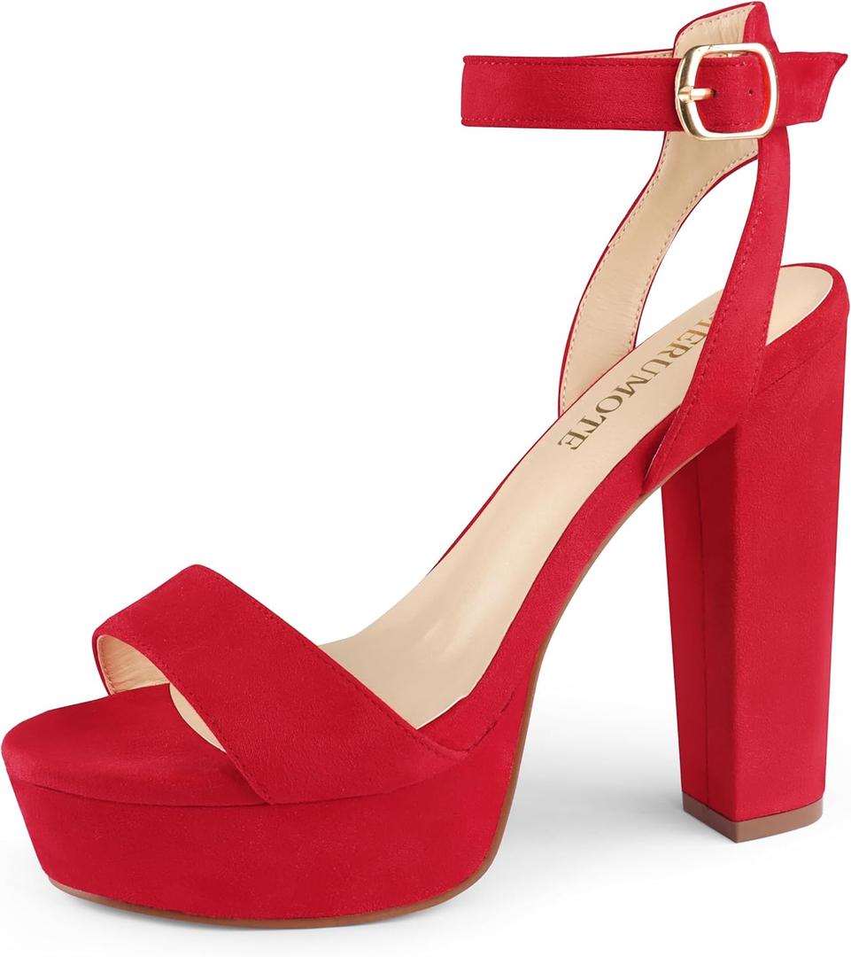 MERUMOTE Women's Fashion Platform Sandals Block Heels Wedding Summer Dress Shoes (8.5)