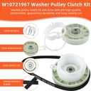 WPW10006355 49TYZ-110 Washer Shift Actuator W10721967 Pulley Clutch Kit W10006384 Drive Belt fit for Whirl-pool May-tag Washing Machine, Shift Actuator Replace 49tyz-e120a W10006355 by Fetechmate