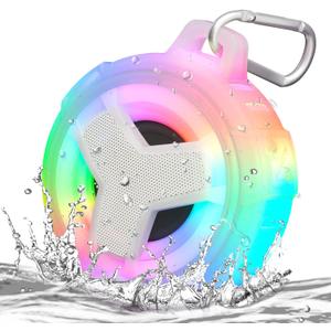 EBODA Bluetooth Shower Speaker, Portable Bluetooth Speakers, IP67 Waterproof Wireless Speaker with LED Light, 2000mAh, True Wireless Stereo, for Men and Women, Unique Music Gifts (Crystal)