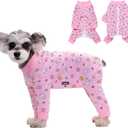 Pink Dog Recovery Suit Female Male for Small Medium Dogs,Dog Surgical Recovery Suite Bodysuit After Surgery Zipper On Back Puppy Cat Long Sleeve Onesies Bodysuit After Surgery Wound Protective