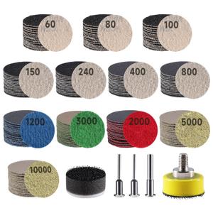 185 PCS 1 Inch Sanding Disc, GOH DODD Hook and Loop 60 to 10000 Grit Wet Dry Sandpaper Sand Paper with 1/8" 1/4" Shank, Backing Pad, Foam Sanding Pads for Auto Metal Glass Resin Wood Sanding