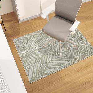 Office Chair Mat for Hardwood Floor, 48"x36" Easy Glide Computer Desk Mat Protector for Rolling Chair Under Desk Rug Nonslip Backing, Machine Wash (Modern) (Beige Leaf)