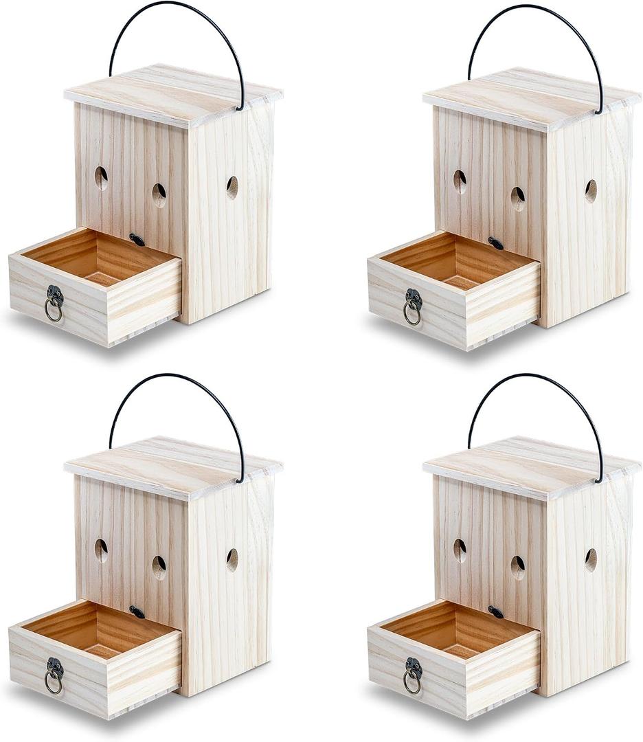 Carpenter Bee Traps for Outside 4PACK Durable, Weather-Resistant, Eco-Friendly Wooden Wasp Trap for Outdoor Use