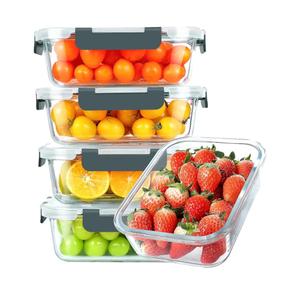 KOMUEE 30 oz 5 Pack Glass Meal Prep Containers, Glass Storage Containers with Lids - Dishwahser, Microwave, Oven and Freezer Safe
