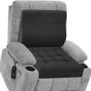 baibu Memory Foam Recliner Cushions with Lumbar Support Pillow Set for Elderly, 20x20x5 Inch Dual-Layer Design Non-Slip Recliner Seat Cushion & Back Support Pillow for Reduce Hip & Lumbar Pain, Black