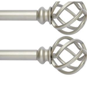 AlinaArt 2 Pack Decorative Window Curtain Rod with Brackets- Hollow Design 3/4'' Inch Pole, 28 to 48 Inch Adjustable Side Curtain Rod Antique Nickel