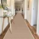 20ft Natural Jute Hallway Runner Rug Non Skid Washable, Rubber Backed Long Khaki Indoor Entryway Runner, Absorbent Kitchen Carpet Sink Rug