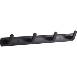 4 Hooks Matte Black Wall Bathroom Towel Hooks Mount Stainless Steel Heavy Duty Shower Wall Coat Rack Hooks Rail Decorative Bath Hooks for Hangin,Hats Hook kitchen Towel Wall Hook Rack for Hanging (13.4*1.2inch (34*3cm))