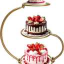 3-Tier Gold Iron Cake Stand, Vintage Dessert Serving Tray Holder Cupcake Pastry Fruit Display Rack for Wedding, Birthday, Bridal Shower & Afternoon Tea Party Table Decor