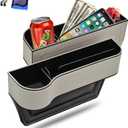 Car Seat Gap Filler Organizer, 2 Pack Multifunctional Car Seat Organizer, Auto Console Side Storage Box with Cup Holders 2 Seat Hooks for Drink, Car Organizer Front Seat for Holding Phone, Sunglasses