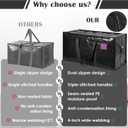 6 Pack Moving Bags with Full-Open Side Zipper, Extra Large 93L Heavy Duty Waterproof Foldable Storage Totes for College Dorm, Moving & Home Organization Black
