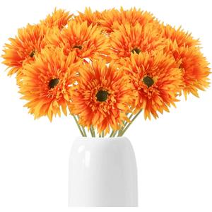 12pcs Artificial Gerbera Daisies 17.7 Orange Fake Daisy Flowers Faux Silk Flowers with Stems for Wedding Home Kitchen Party Garden Indoor Decoration(Orange) 12pcs Artificial Gerbera Daisies 17.7 Orange Fake Daisy Flowers Faux Silk Flowers with Stems for Wedding Home Kitchen Party Garden Indoor Decoration(Orange)