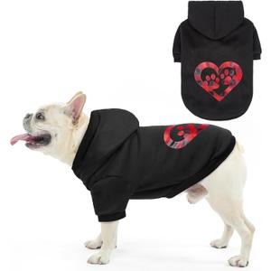SCENEREAL Valentine Dog Hoodie Sweaters with Leash Hole, Warm & Soft Fleece Dog Sweater & Sweatshirt for Small Medium Large Dogs, Pets Clothes Cold Weather Costume, Heart Print S