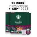 Starbucks K-Cup Coffee Pods, Dark Roast Coffee, Sumatra for Keurig Brewers, 100% Arabica, 4 boxes (96 pods total)