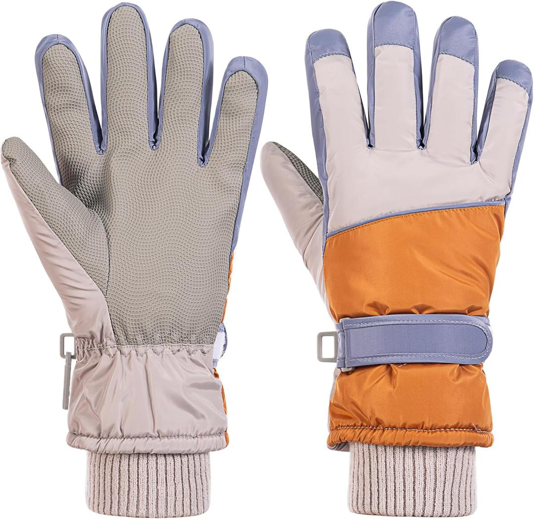 Women Ski GlovesTouchscreen Windproof and Waterproof Gloves Winter Thermal Warm Snow Glove for Skiing Cycling Snowboard for Women Men (Medium, khaki)