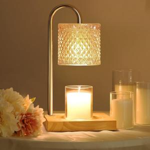 Candle Warmer Lamp, Candle Lamp Wax Warmer Heating, Timer & Dimmer 7-Levels, Fits Cup Jar Candle, Top Melting, Crystal Heater Lamp for Scented Wax, Elegant Home Decor, Amber Glass