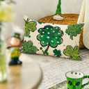 AVOIN colorlife St Patricks Day Lucky Clover Polka Dot Throw Pillow Cover, 12 x 20 Inch Shamrock Cushion Case Decoration for Sofa Couch, Green