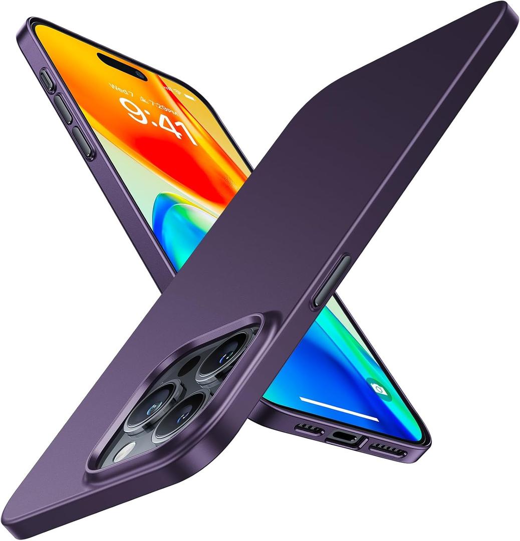 TORRAS Slim Fit Designed for iPhone 15 Pro Max Case 6.7 inch, Ultra-Thin 15 Pro Max Case 2023, Lightweight Hard PC Cover Phone Cases for iPhone 15 Pro Max Phone Case Purple, OriginFit