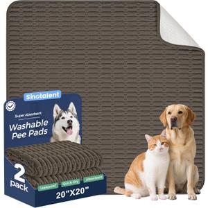 Washable Pee Pads for Dogs, 2 Pack Reusable Puppy Pads Dog Pads, Non-Slip Dog Pee Pads, Leakproof Pet Pee Pads Wee Wee Pads for Dogs. (Coffee, 20"x20"(Pack of 2))