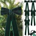 Mindsoft 12 Pcs Green Christmas Bow Ornament 4 x 12 Inch Xmas Tree Ribbon Hanging Bows Christmas Wedding Aisle Decorations for Xmas Wreath Party Garland Decoration Holiday Wedding Decor