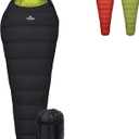 Teton LEEF Lightweight Mummy Sleeping Bag Perfect for Camping, Hiking, and Backpacking; Cold Weather Option, Compression Sack Included (0F Long, Black/Sage)