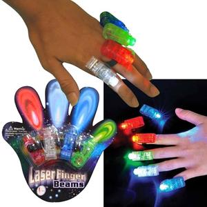 FingerBeams LED Finger Ring Lights, 4 Color Flashlights Per Pack, Stocking Stuffers, Rave, Night Club, Parties, Concerts, Safety at Night, Halloween