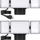 Olafus 60W Flood Lights Outdoor Plug in 2 Pack, Switch Controlled 6000LM LED Security Light, 6500K Outside Floodlight, IP65 Waterproof Exterior Flood Light Fixture for House Yard Garage Patio Black