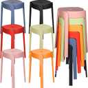 Nosiny 6 Pack Plastic Stackable Stools 18 Inch Portable Nesting Stack Stools Round Colorful Backless Bar Seating for Home Party Office, 11.4 Inches X 11.4 Inches X 18 Inches
