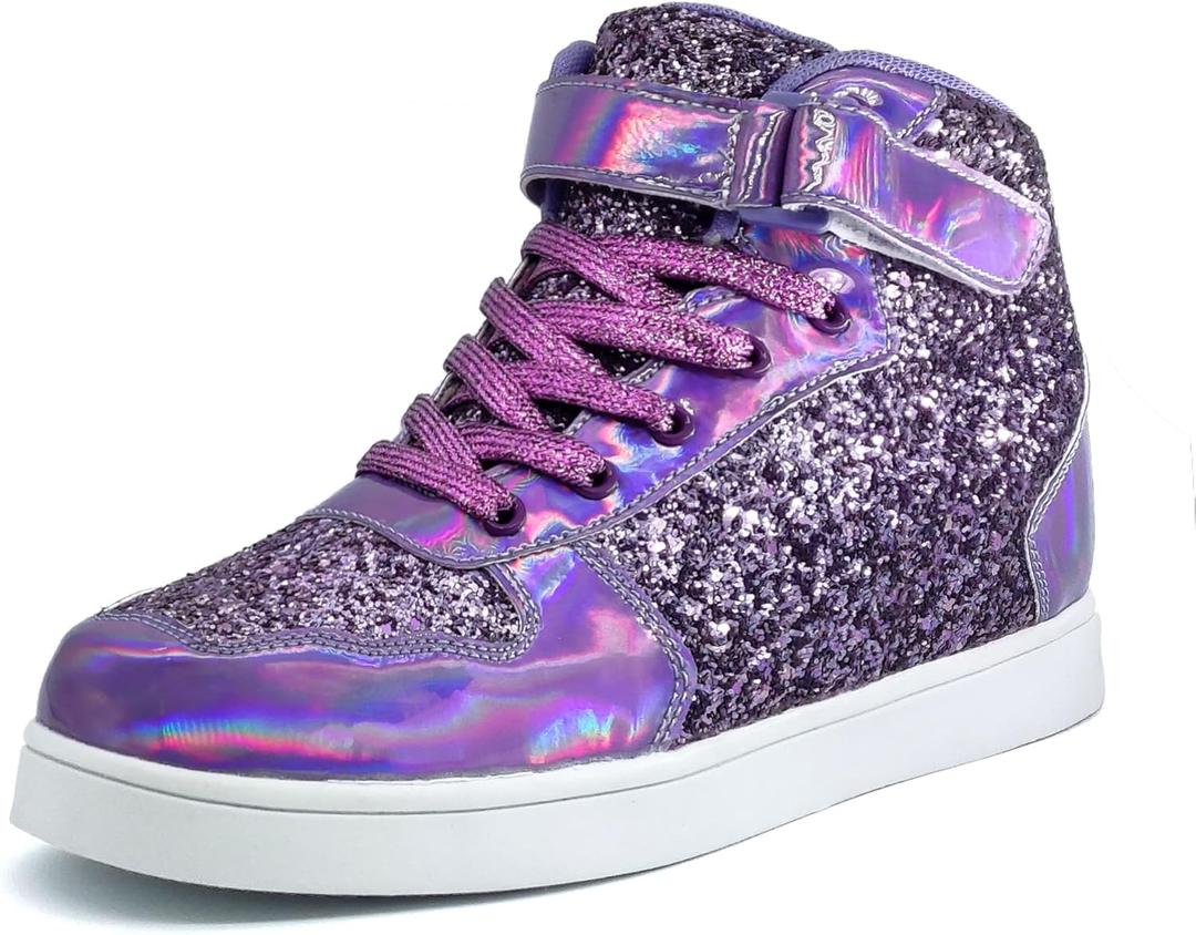 Wooowyet Glitter Shoes Kids High Top Sneakers for Boys Girls Gift Party Birthday Christmas Halloween (13 Little Kid)