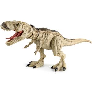 Tyrannosaurus Rex Action Figure Dinosaur Toy for Kids 3-5, Realistic T-Rex with Vibration Feature Roaring, Lights, Continuous Spray, Movable Jaws & Limbs  Birthday for Kids (Khaki)