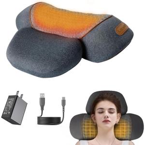 Non-Rechargeable 3-in-1 Neck Massager Pillow with Heat for Pain Relief Deep Tissue, Cervical Neck Pillow with Traction Massager,Dark Grey